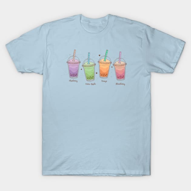 Bubble Tea Flavors T-Shirt by Mako Design 